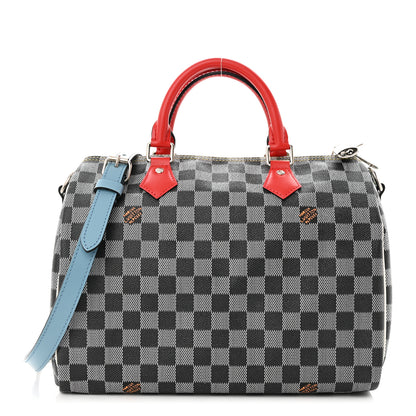 Louis Vuitton Damier Speedy Bandouliere 30 Black White 1 of 10