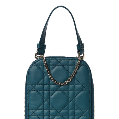 Christian Dior Lambskin Cannage Lady Dior Phone Holder Blue 6 of 10