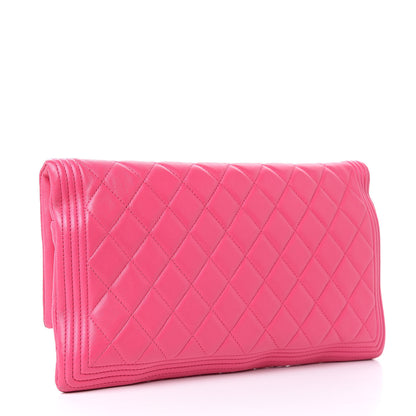 Chanel Lambskin Quilted Beauty CC Boy Clutch Fuchsia 3 of 11
