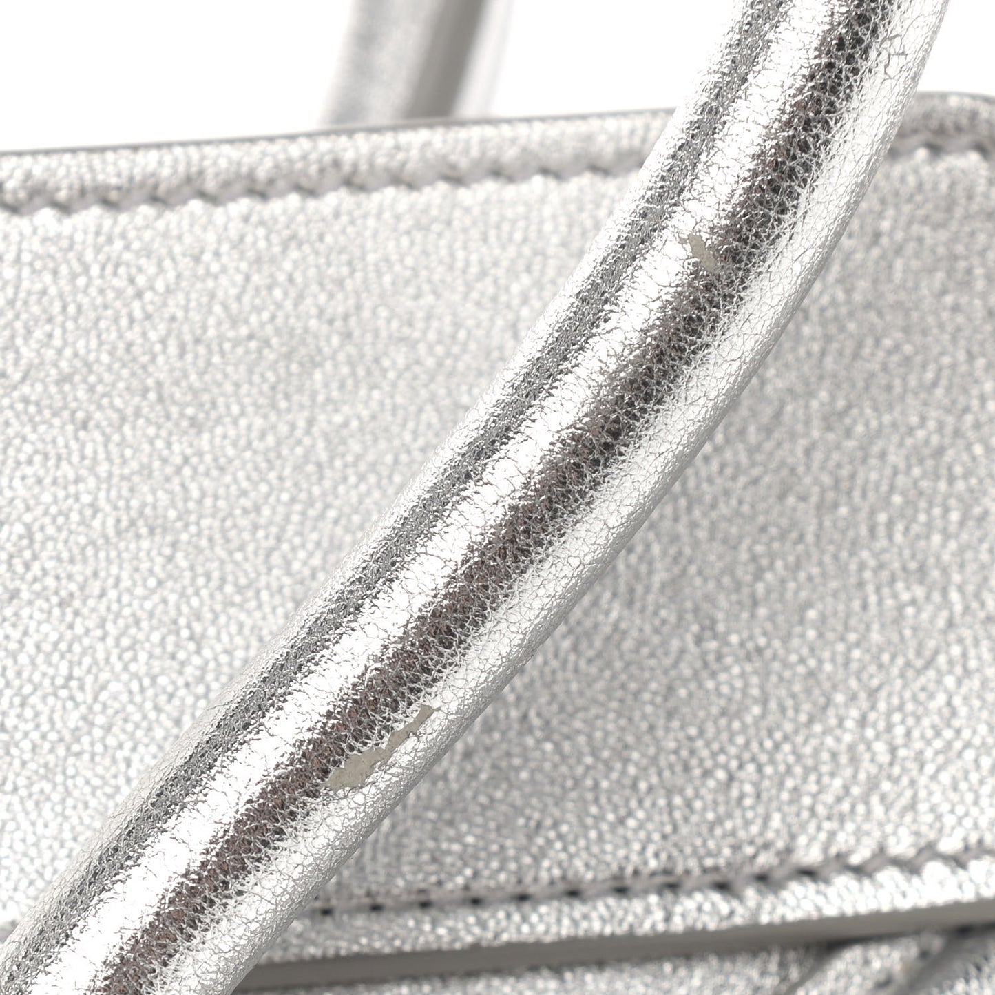 Laminated Lambskin Micro Luggage Silver