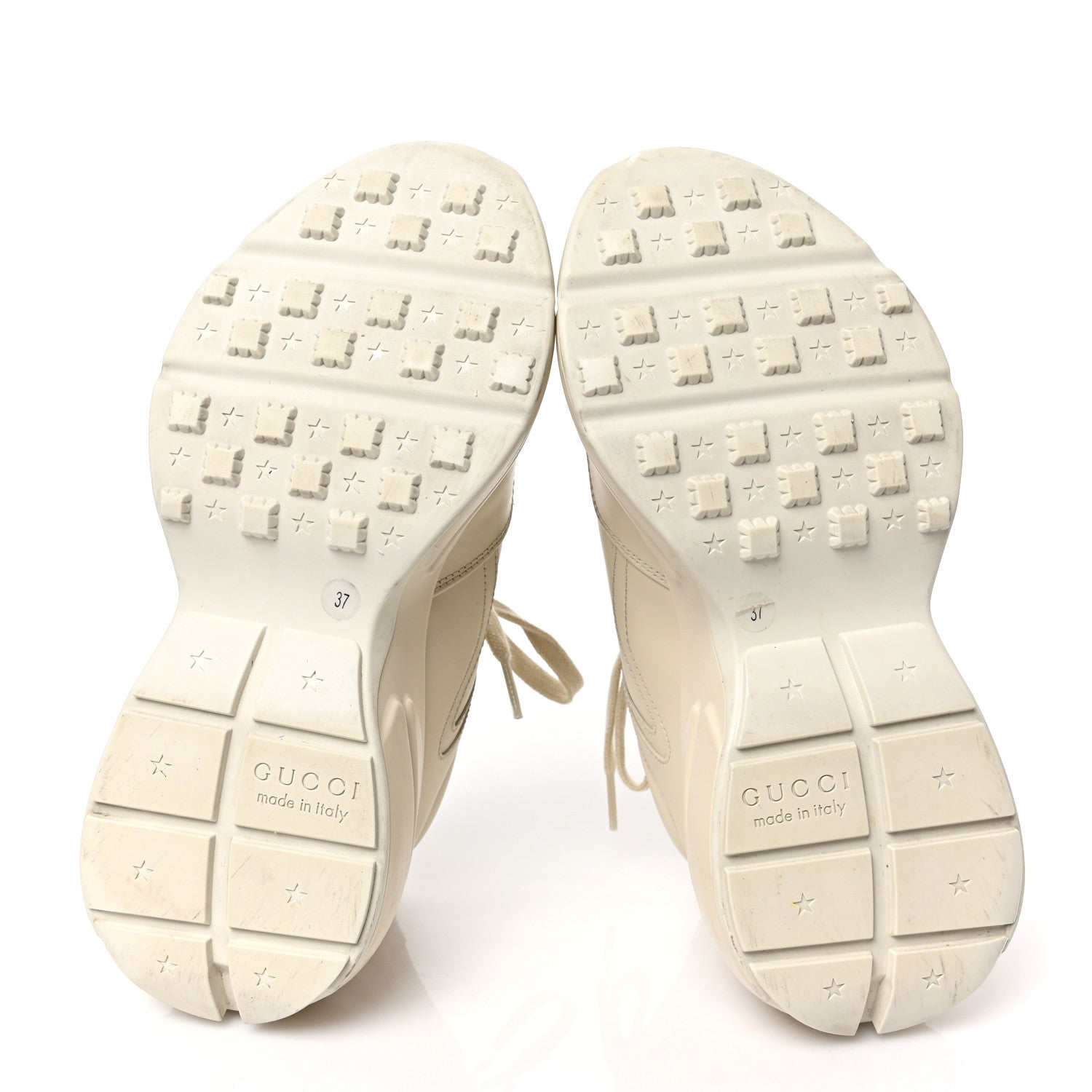 Gucci Calfskin Logo Womens Rhyton Sneakers 37 Ivory 7 of 9