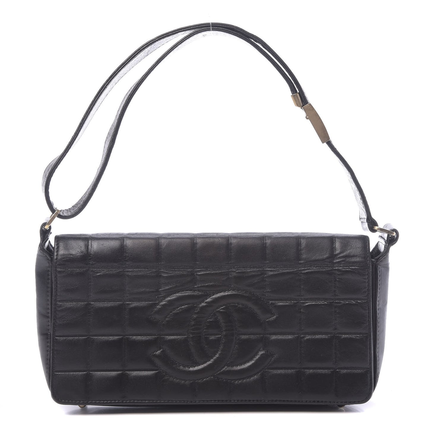 Lambskin Quilted CC Chocolate Bar Flap Black