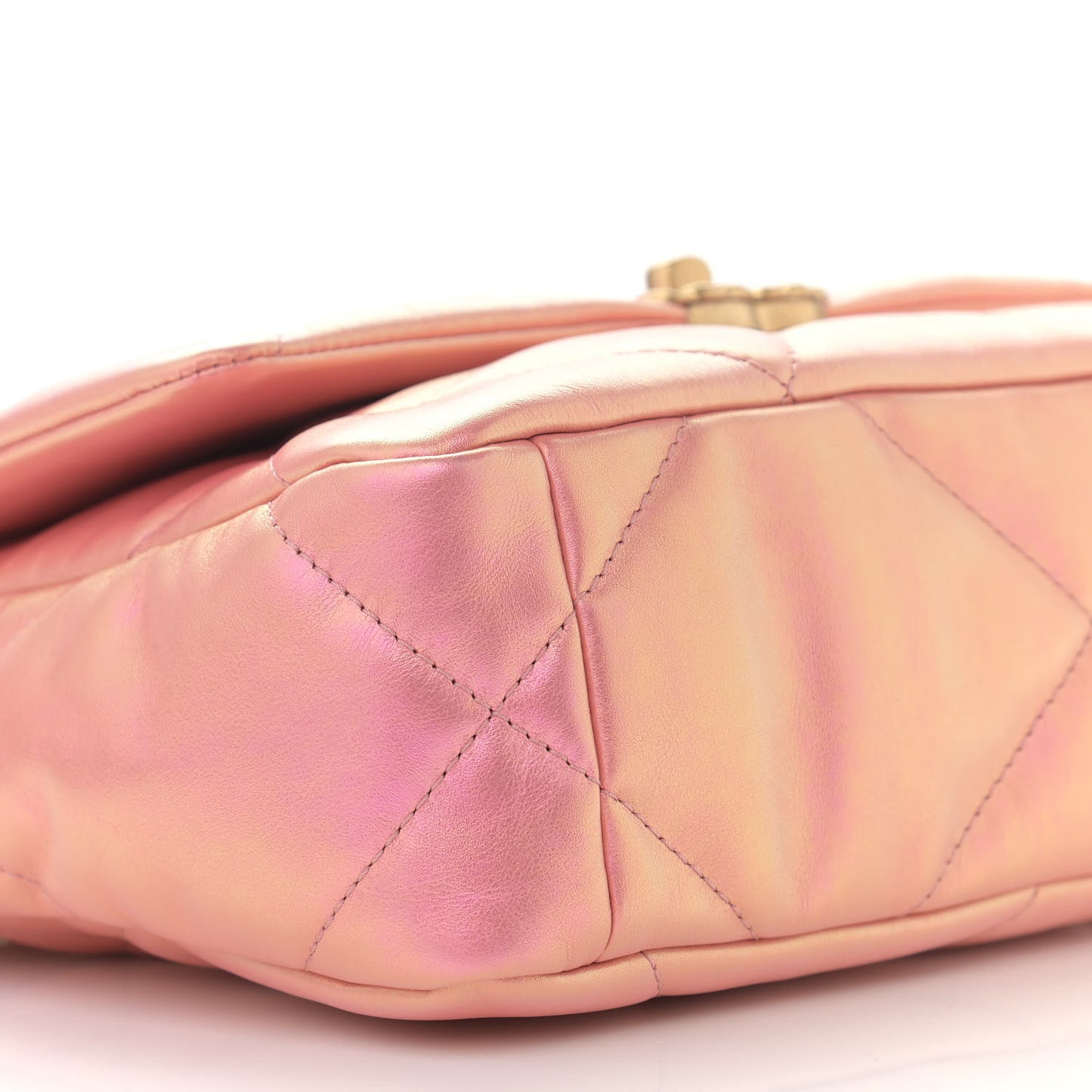 Iridescent Calfskin Quilted Medium Chanel 19 Flap Pink