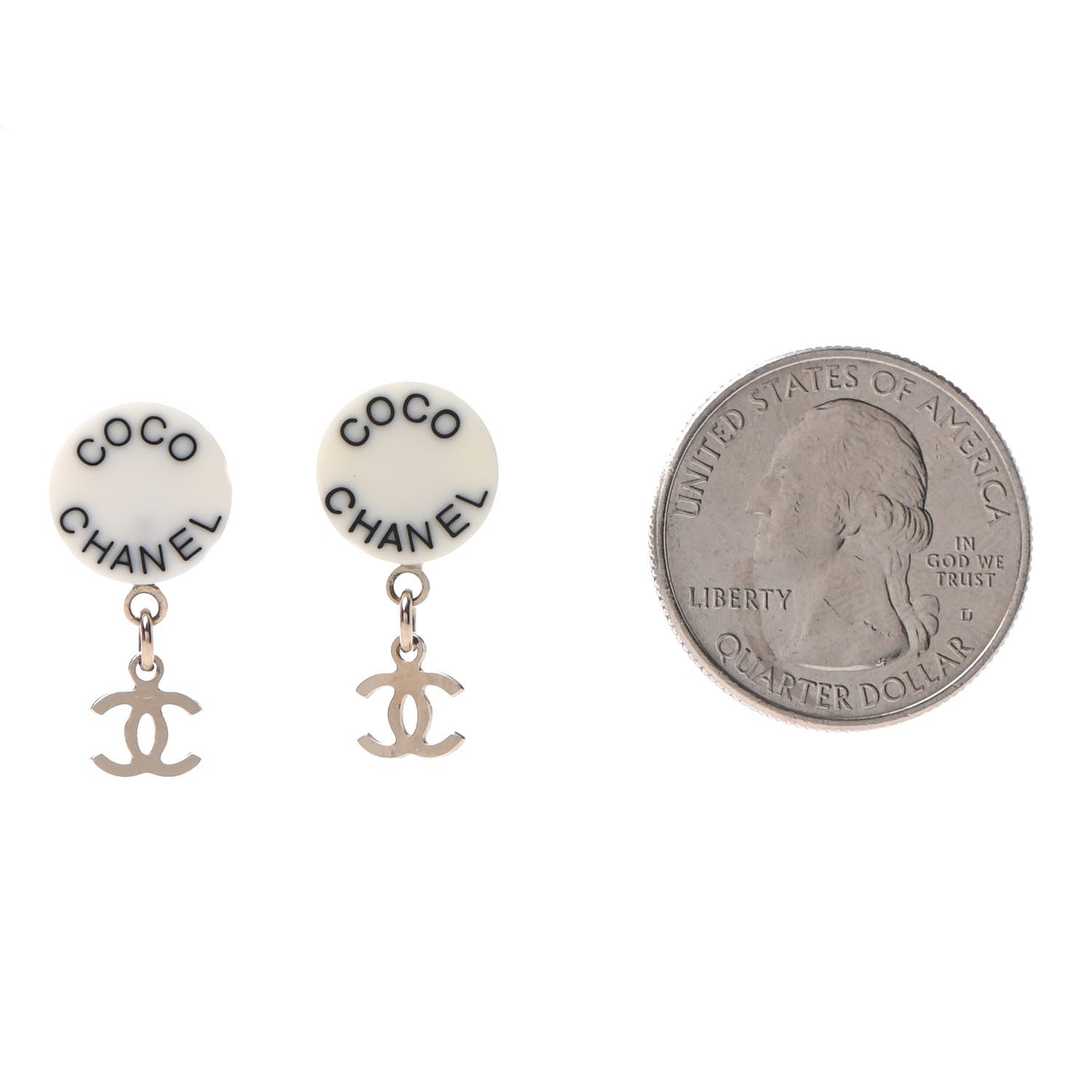 Chanel Resin Coco CC Drop Earrings Gold 2 of 4