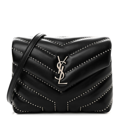 Saint Laurent Calfskin Y Quilted Studded Monogram Toy Loulou Crossbody Bag Black 1 of 10