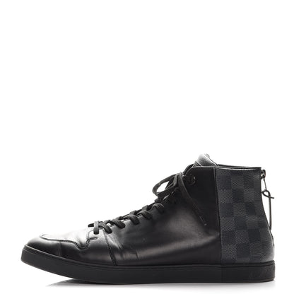Louis Vuitton Damier Graphite Calfskin Line Up Sneaker Boots 10 Black 1 of 9