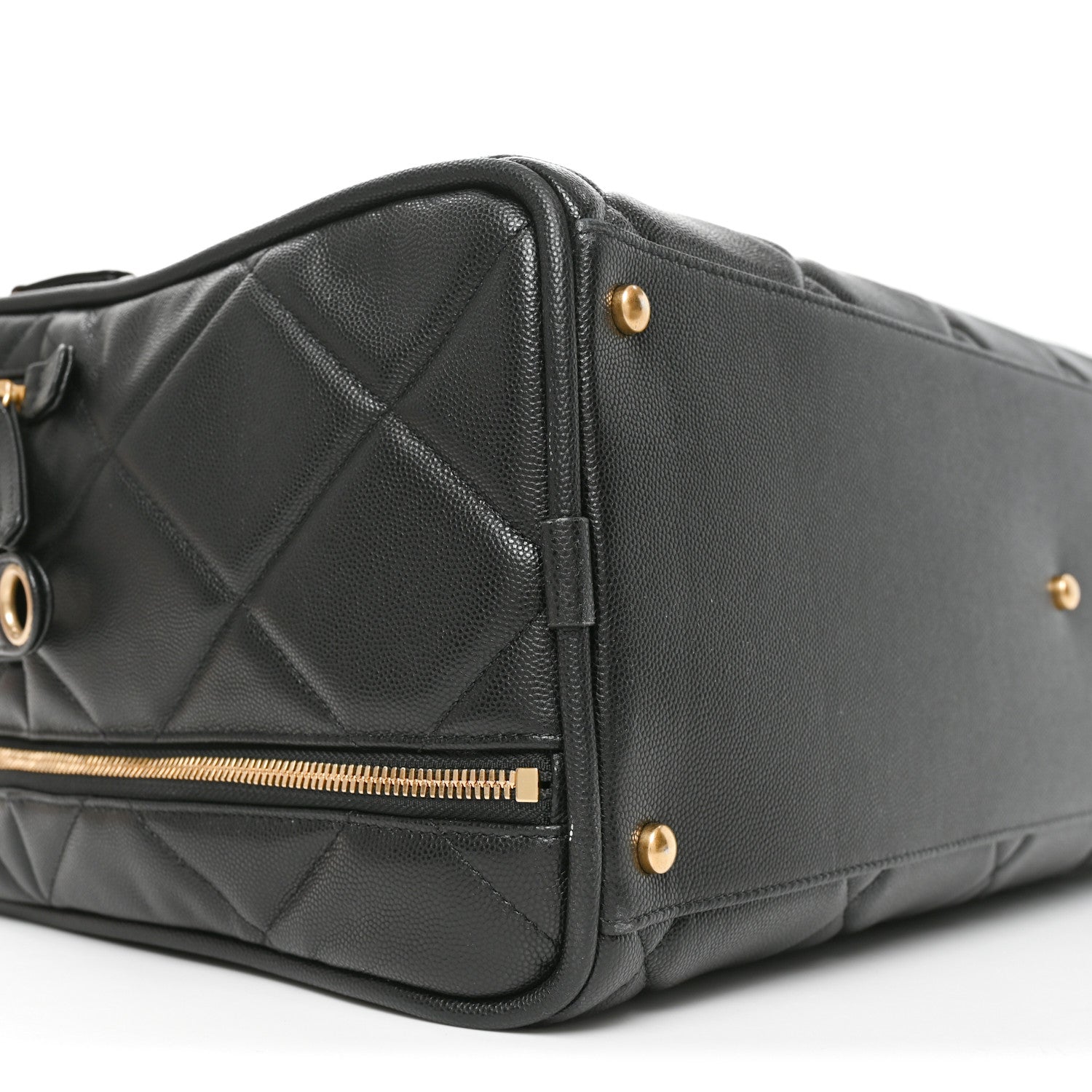 Chanel Shiny Grained Calfskin Quilted Travel Bowling Bag Black 9 of 10