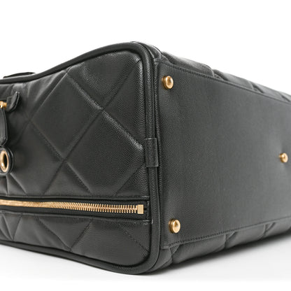 Chanel Shiny Grained Calfskin Quilted Travel Bowling Bag Black 9 of 10