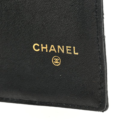 Chanel Lambskin Diamond Stitched Check Book Wallet Black 6 of 8