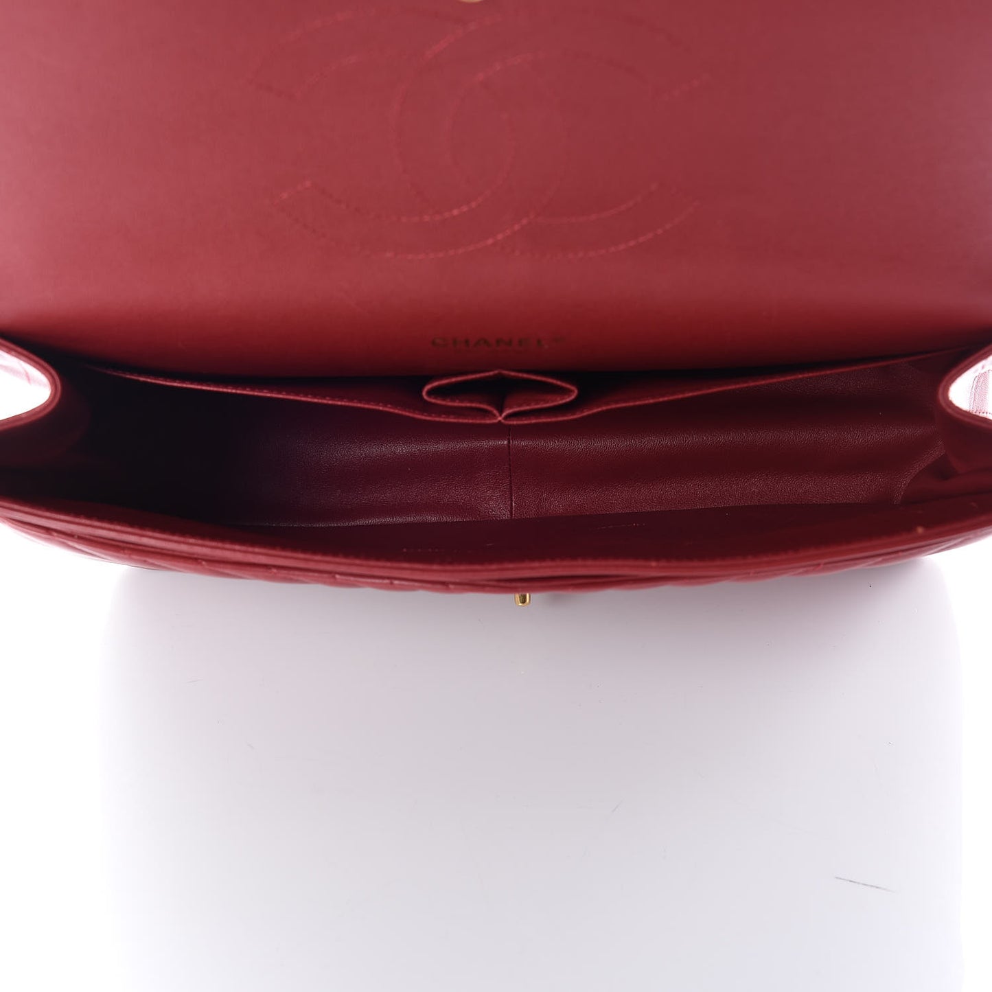 Lambskin Chevron Quilted Maxi Double Flap Red
