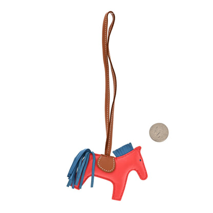 Hermes Milo Lambskin Grigri Rodeo Horse Bag Charm PM Rose Texas Bleu Zanzibar Gold 2 of 4