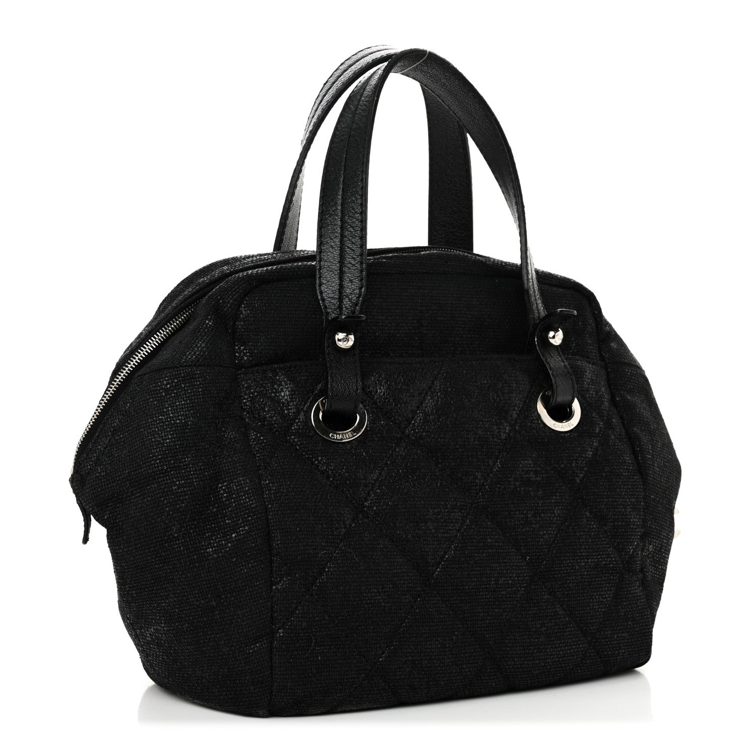 Chanel Coated Canvas Paris Biarritz Satchel Black 3 of 10