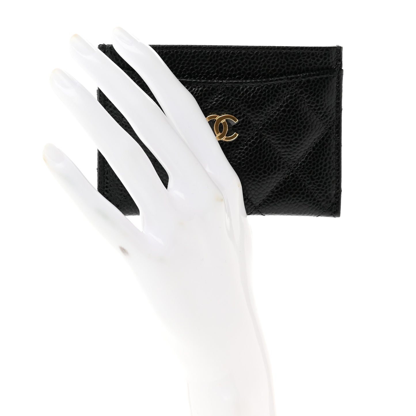 Caviar Quilted Card Holder Black