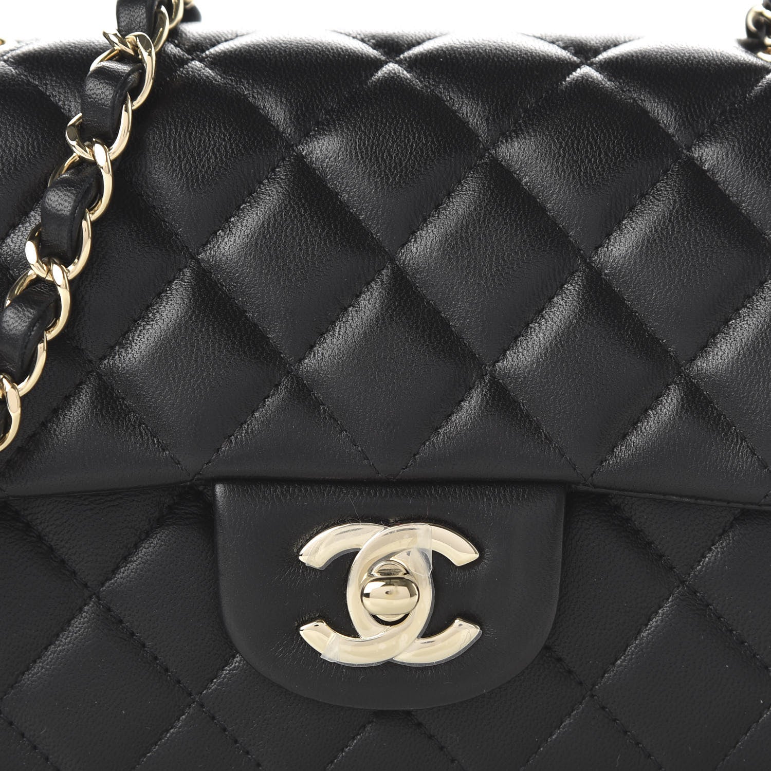 Chanel Lambskin Quilted Mini Rectangular Flap Black 10 of 11