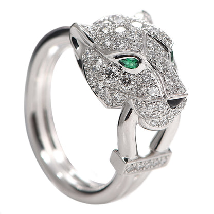 Cartier 18K White Gold Diamond Emerald Black Onyx Panthere de Cartier Ring 49 4.75 1 of 7