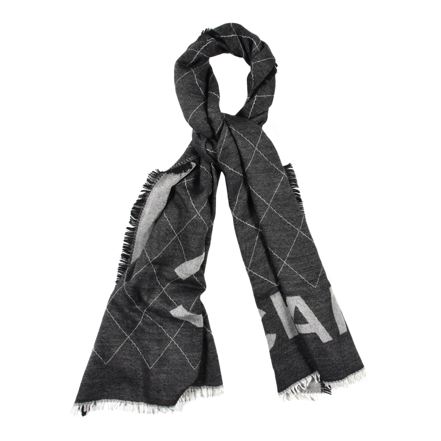 Cashmere Silk Quilted CC Logo Stole Black
