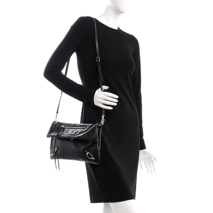 Balenciaga Agneau Classic Silver Hardware Envelope Strap Clutch Black 2 of 7