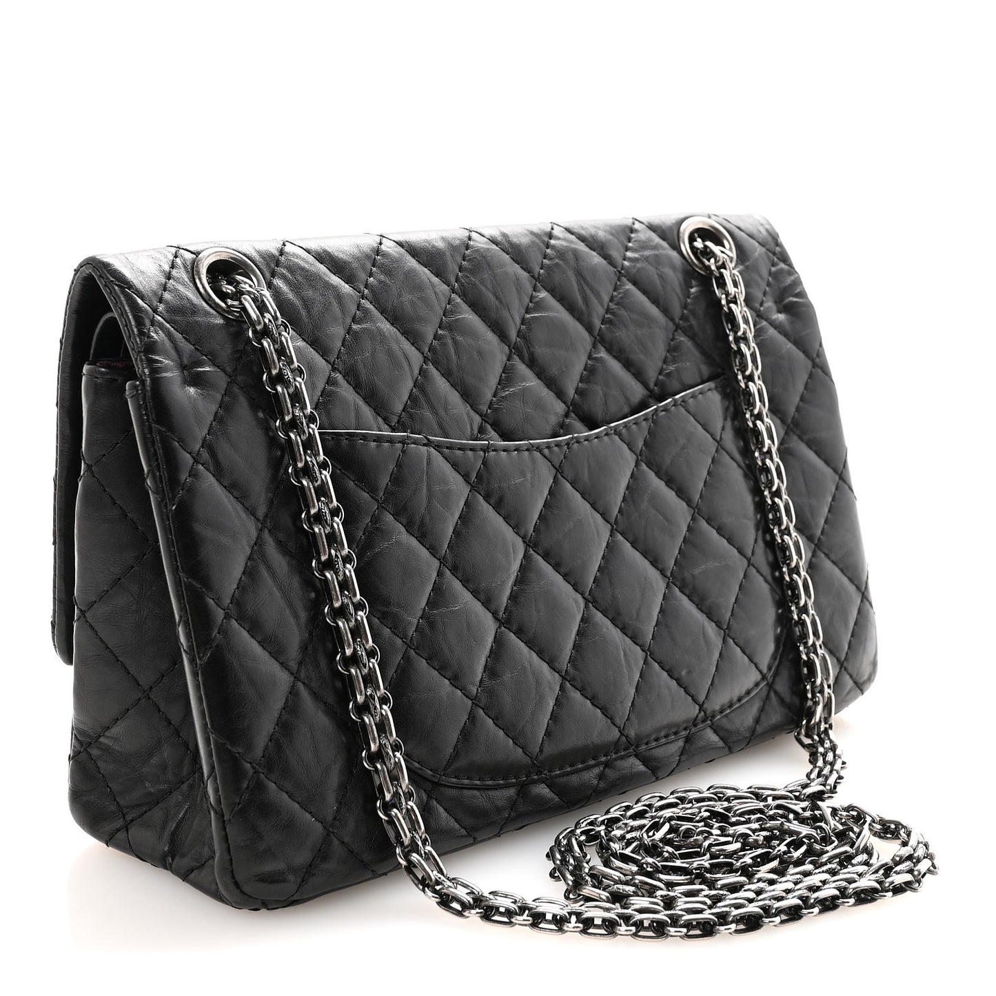 Aged Calfskin Quilted 2.55 Reissue 225 Flap Black
