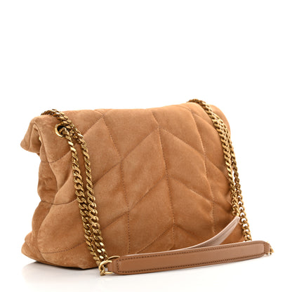 Saint Laurent Suede Calfskin Quilted Small Loulou Puffer Monogram Chain Satchel Cinnamon 3 of 10