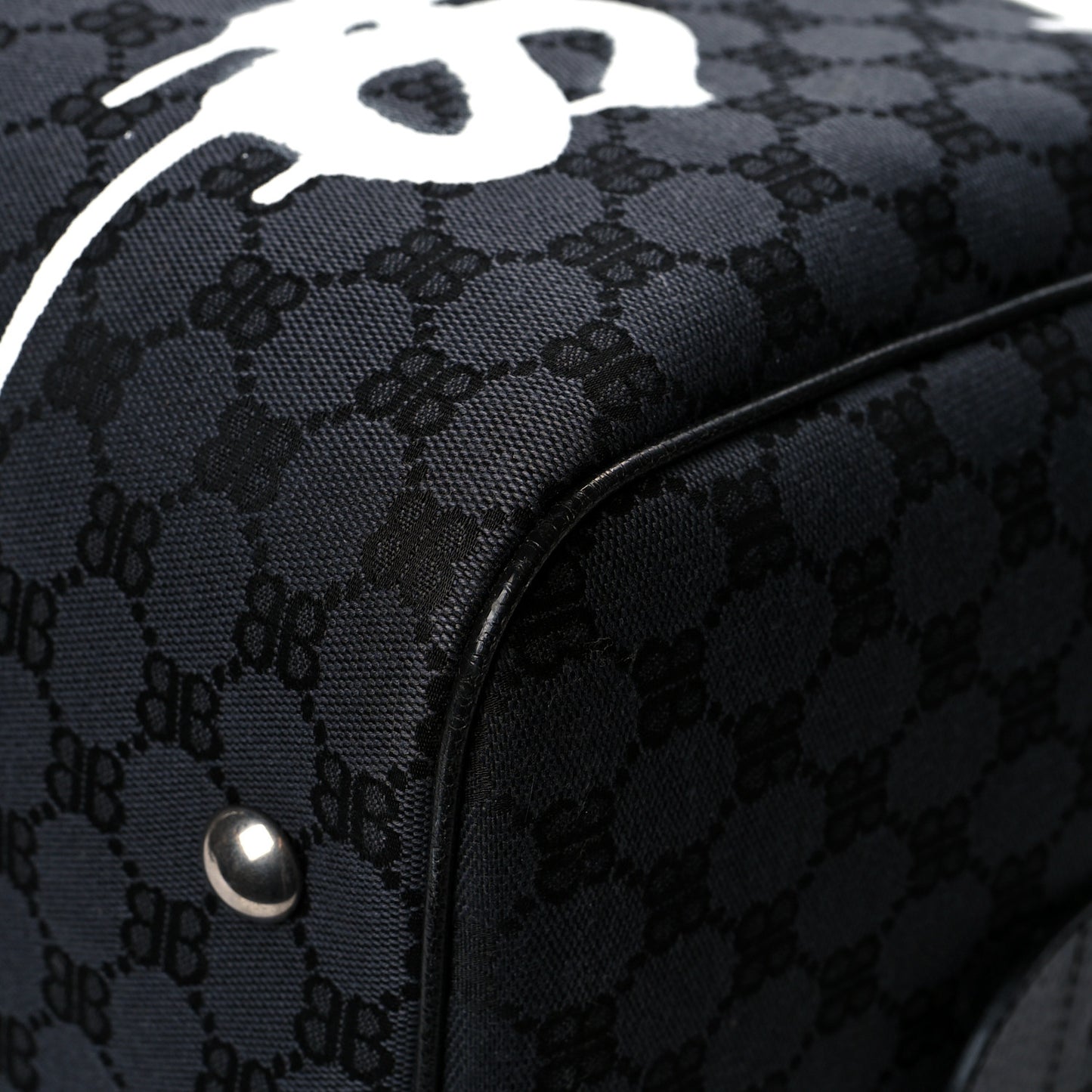 X BALENCIAGA BB Monogram Web Graffiti Medium Ophidia Carry-On Duffle Bag Black