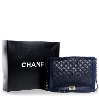 Chanel Goatskin Quilted Large Gentle Boy Flap Navy 5 of 9