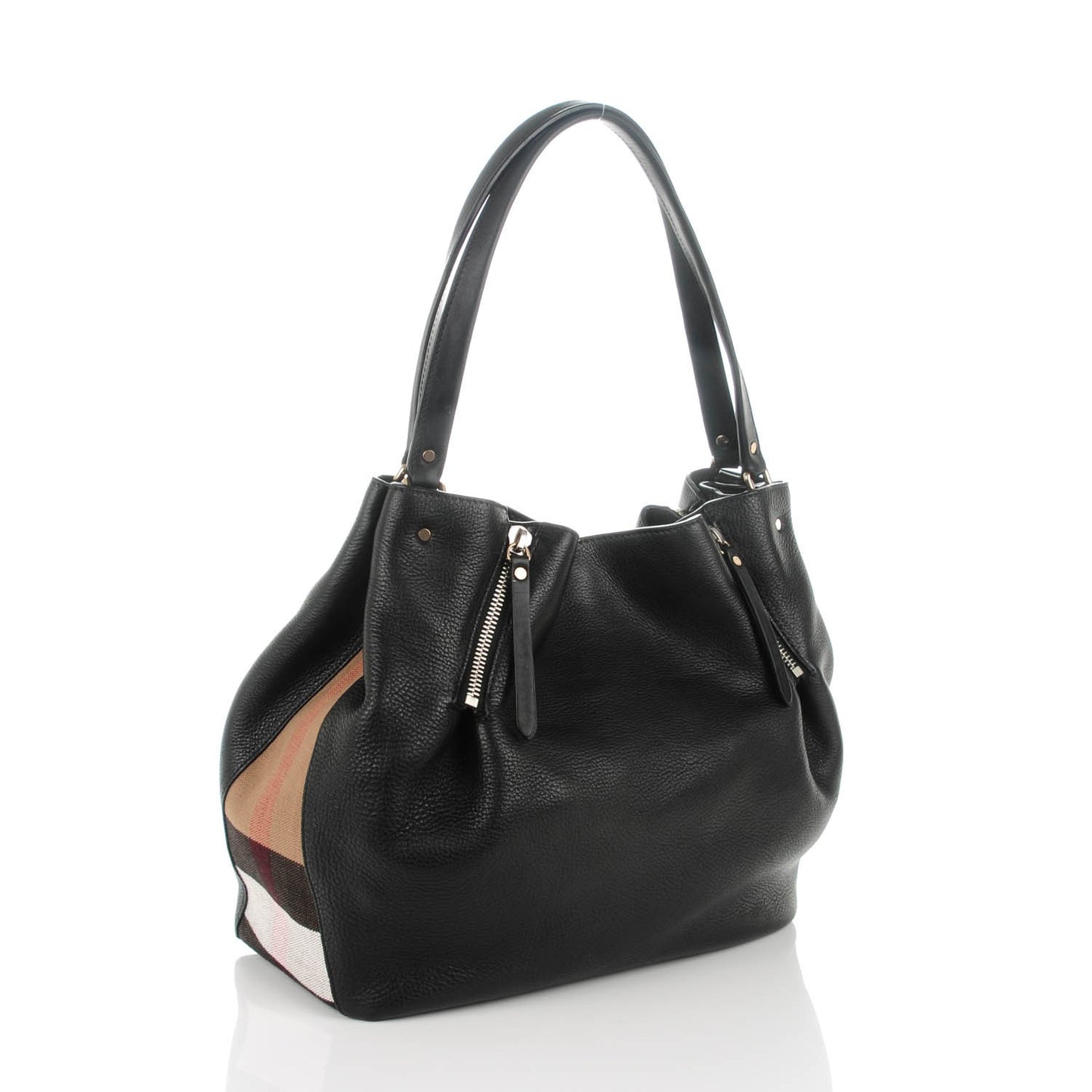 Grainy Calfskin House Check Medium Maidstone Black