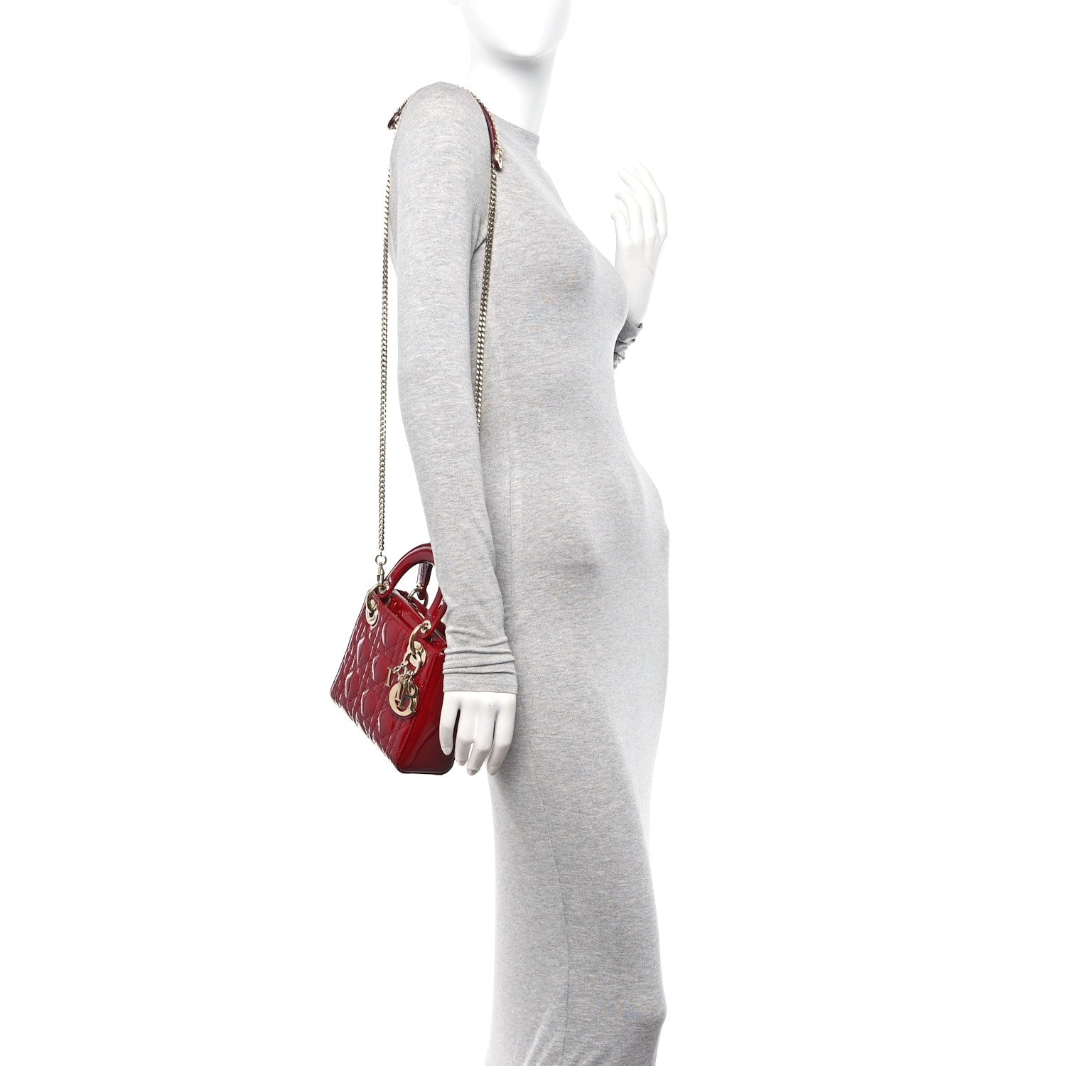 Christian Dior Patent Cannage Mini Lady Dior Red 2 of 10