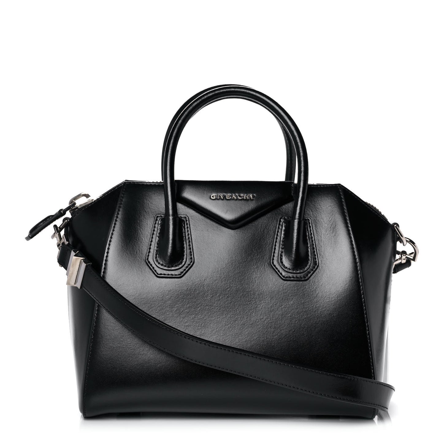 Shiny Lord Calfskin Small Antigona Black