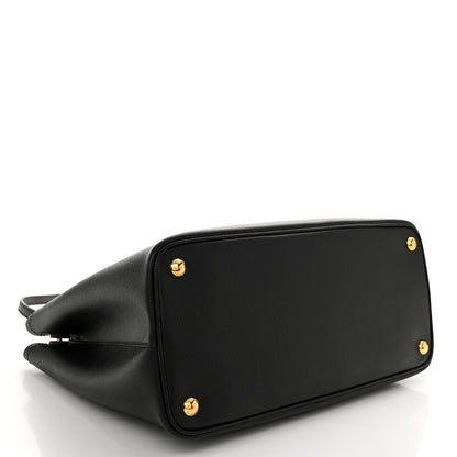 Prada Saffiano Cuir Medium Double Bag Black Fuoco 4 of 9