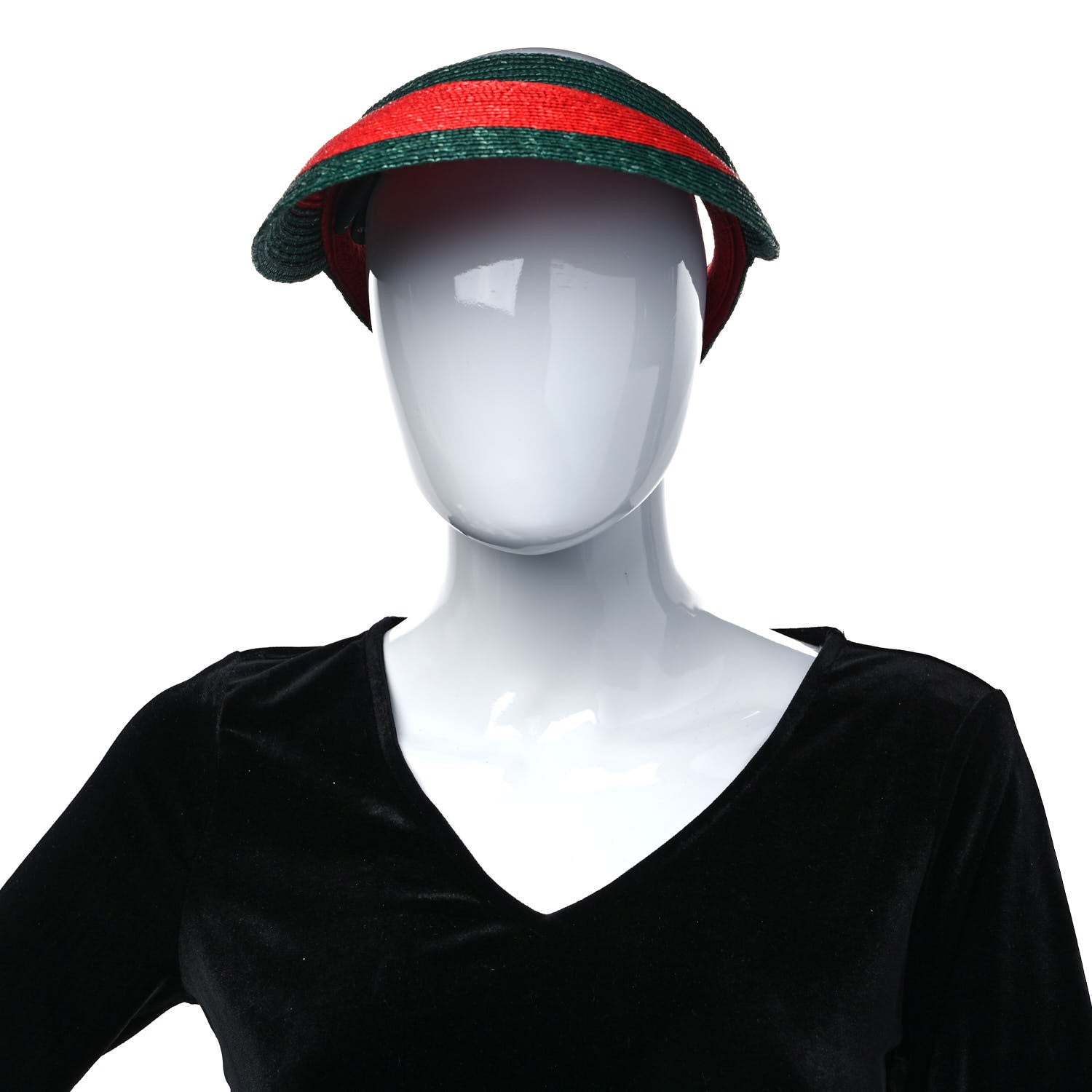 Gucci Raffia Web Visor M Green Red 2 of 11