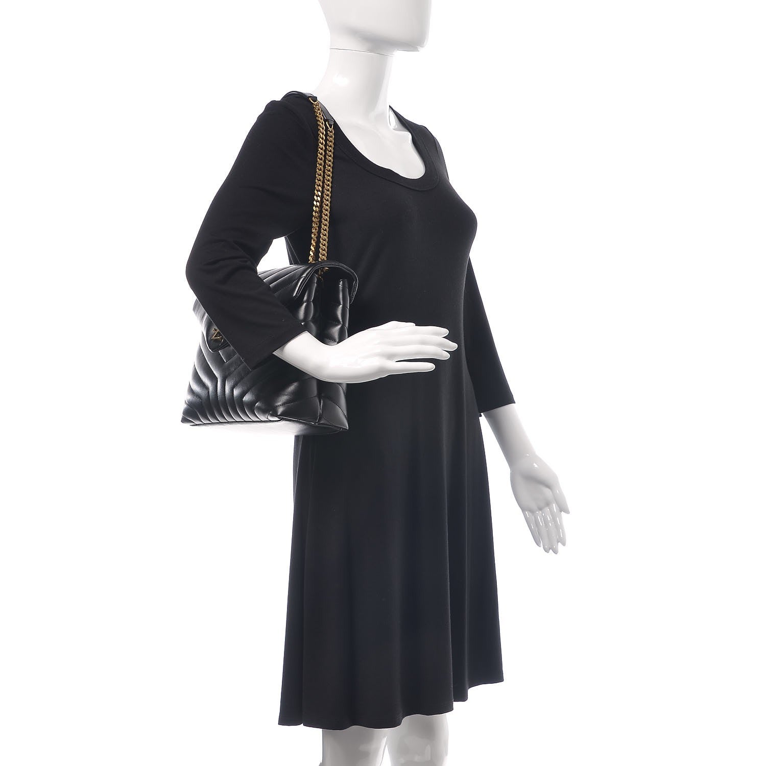 Saint Laurent Calfskin Y Quilted Monogram Medium Loulou Chain Satchel Black 2 of 9