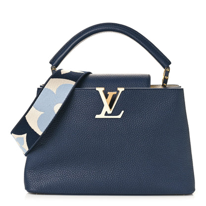 Louis Vuitton Taurillon Flower Power Embroidered Strap Capucines MM Marine Blue Cream 1 of 9