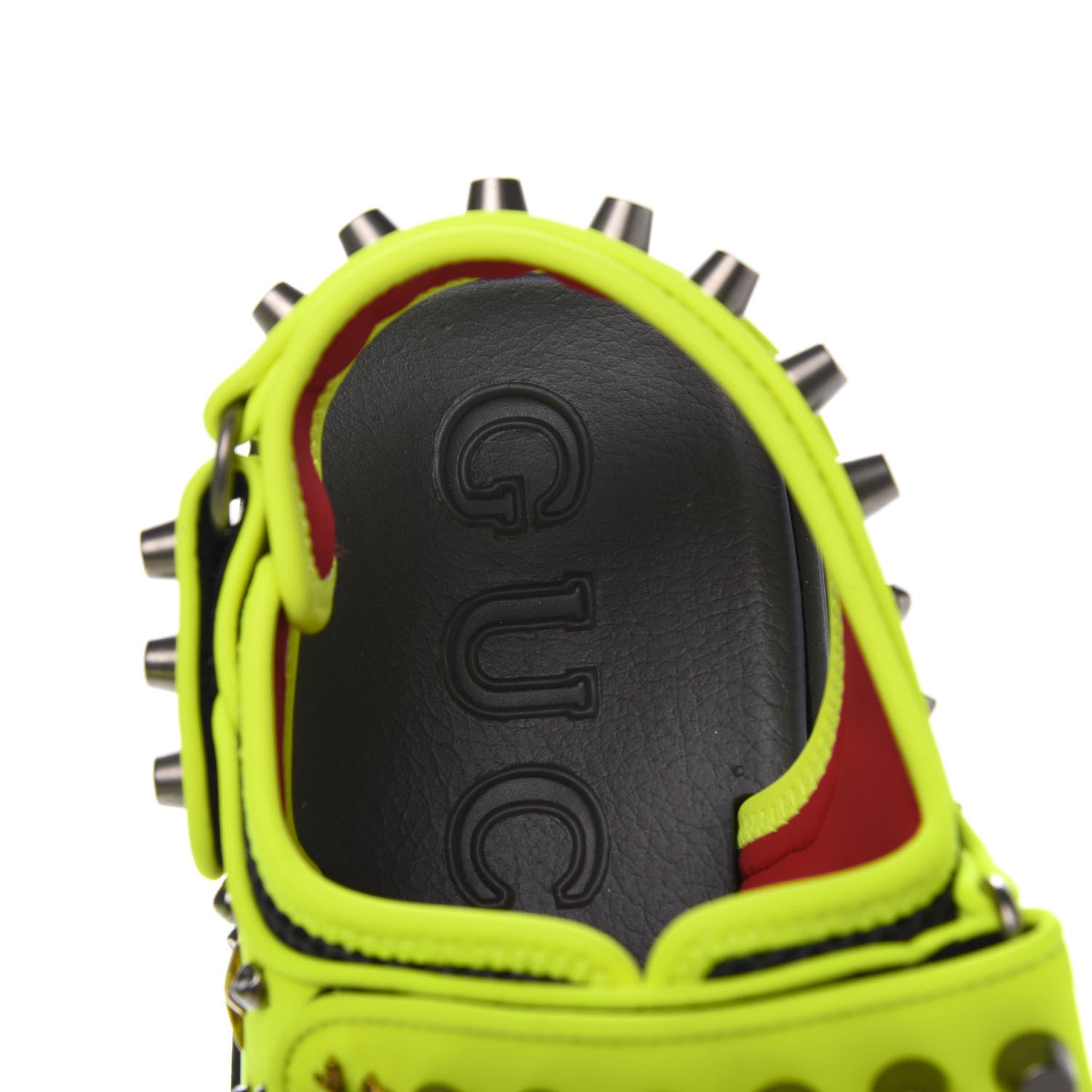 Gucci Technical Canvas Calfskin Studded Mens Aguru Sandals 10 Neon Yellow 6 of 8
