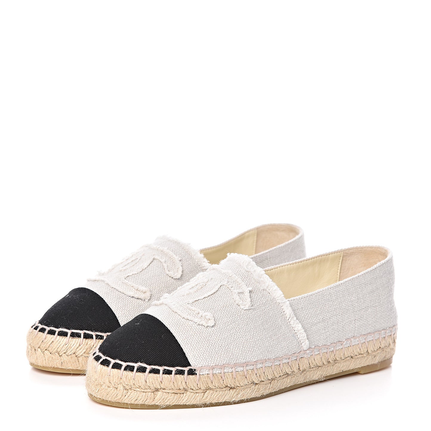 Linen CC Espadrilles 37 Beige Black