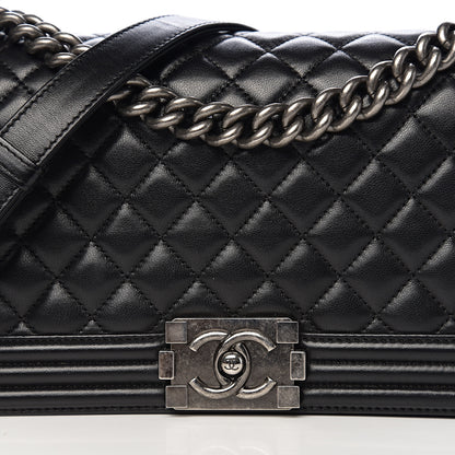 Chanel Lambskin Quilted Medium Boy Flap Black 11 of 12