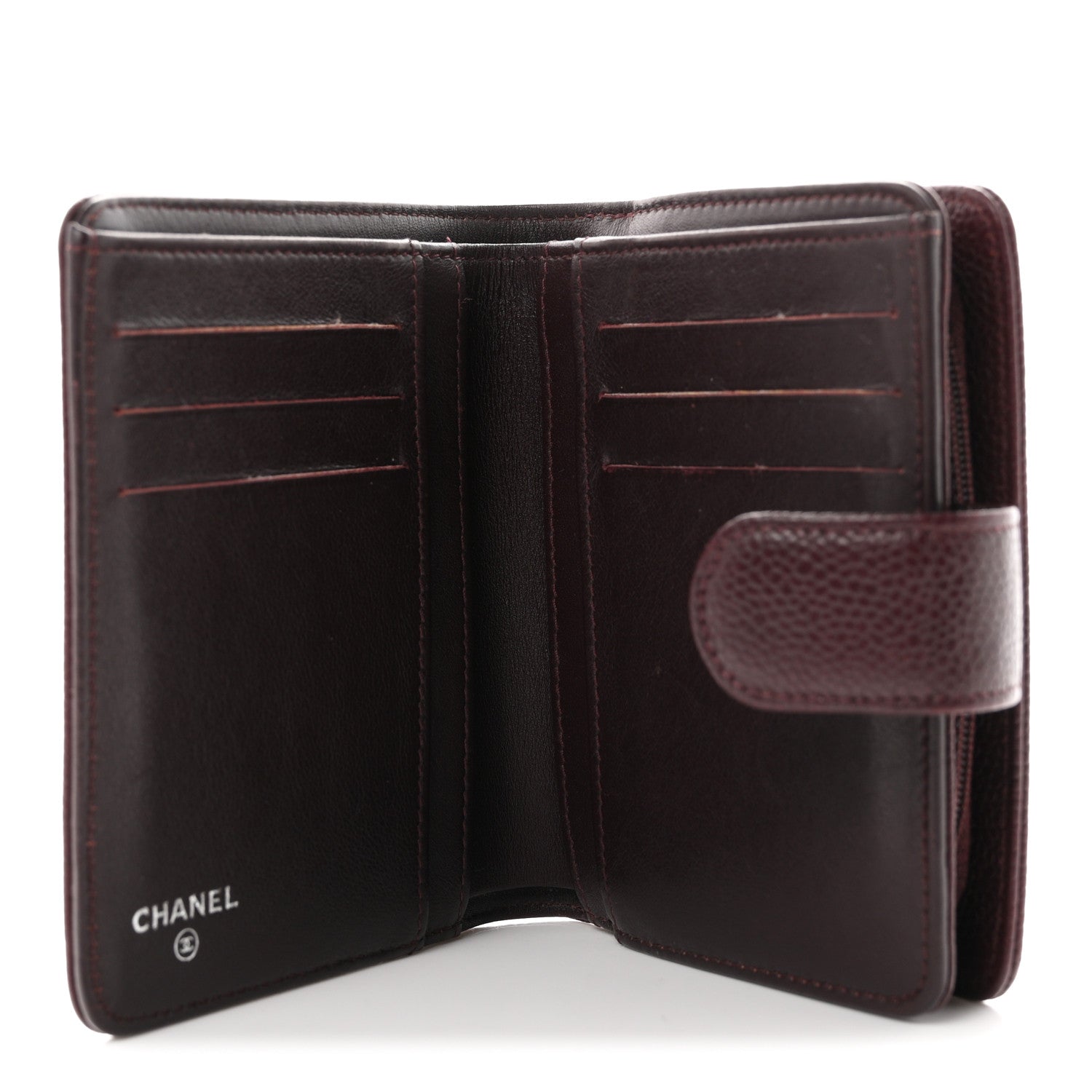 Chanel Caviar Timeless CC Zipped Pocket Wallet Burgundy 5 of 8