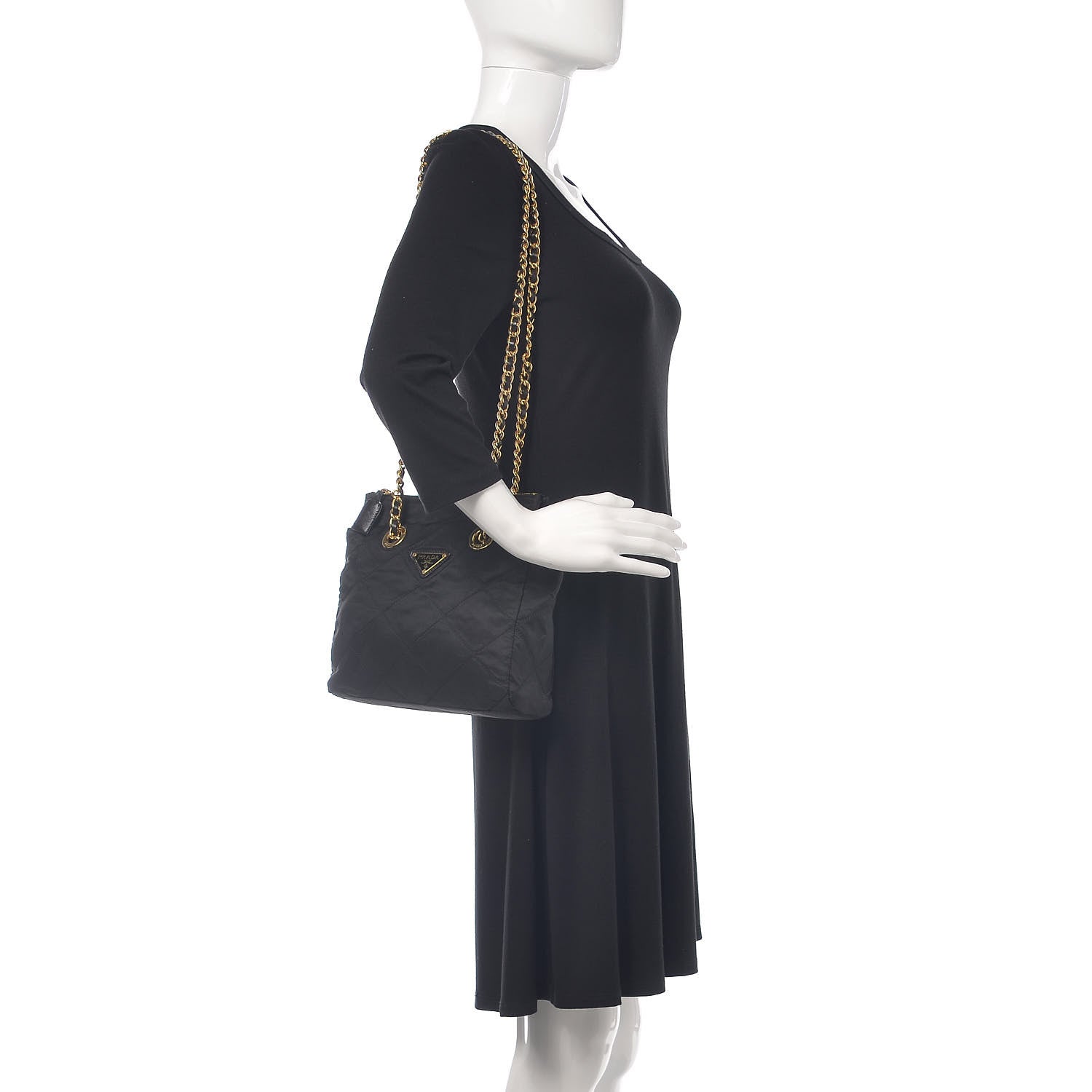 Prada Nylon Tessuto Impuntu Quilted Shoulder Bag Black 2 of 11