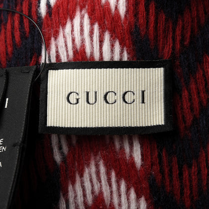 Gucci Wool Tricot Zaggede Beanie Hat M Red Blue 8 of 10