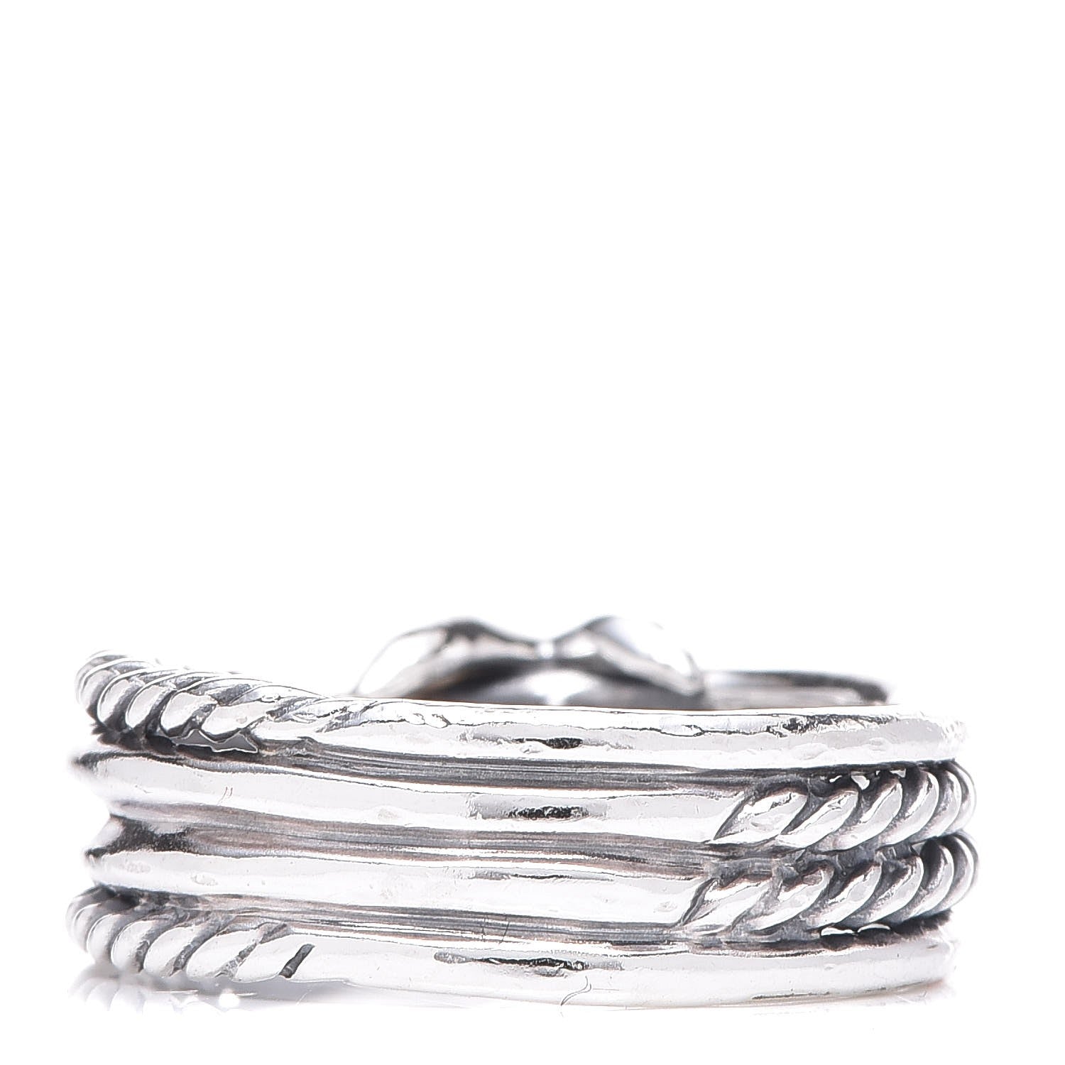 David Yurman Sterling Silver Diamond X Crossover Ring 53 6.5 3 of 4