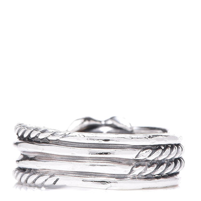 David Yurman Sterling Silver Diamond X Crossover Ring 53 6.5 3 of 4