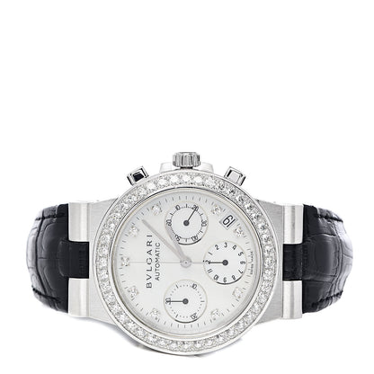 Bulgari 18K White Gold Alligator Diamond Bezel Mother of Pearl 35mm Diagono Chronograph Automatic Watch 3 of 6