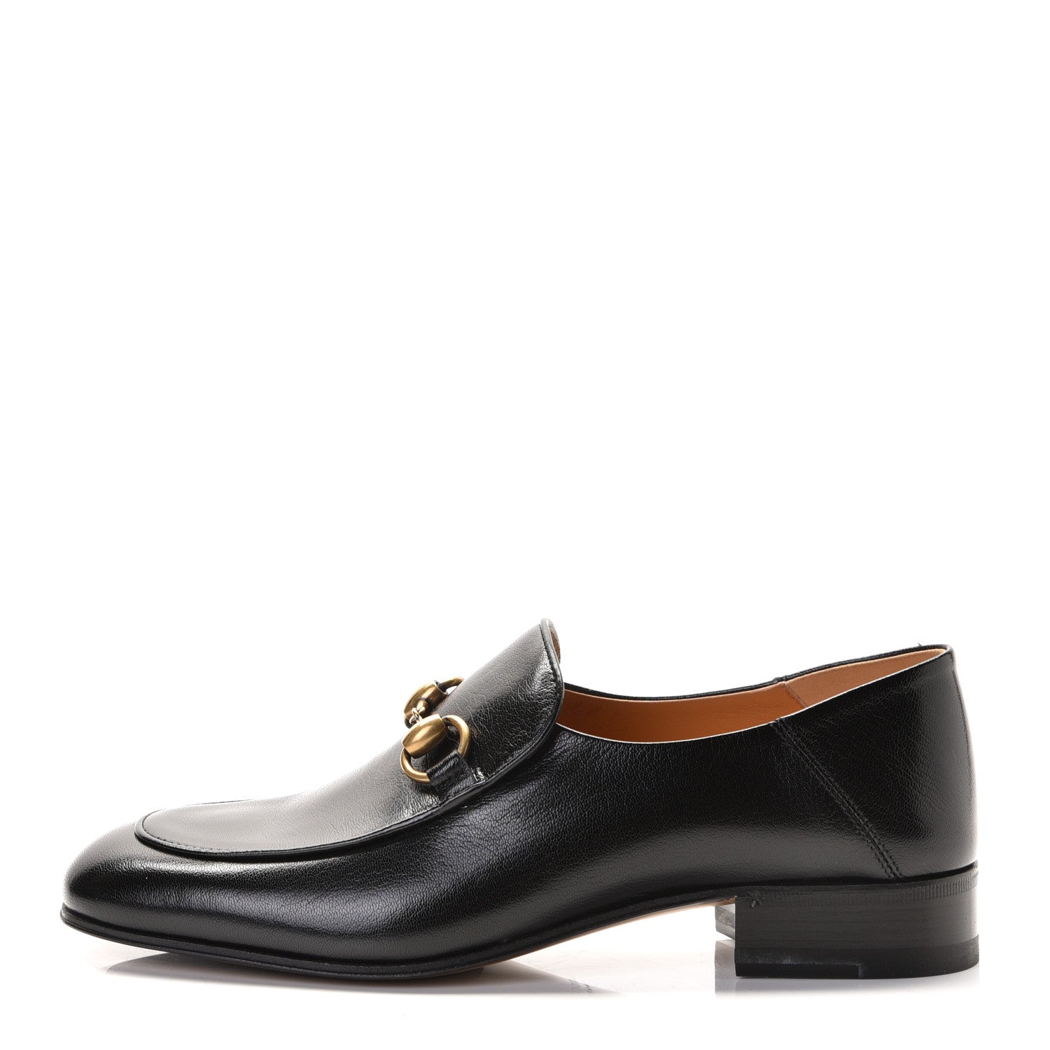 Gucci Goatskin Womens Horsebit Mid-Heel Loafers 38 Black 1 of 9