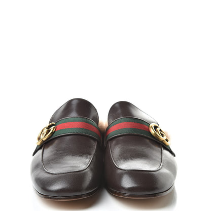 Gucci Goatskin Fur Web GG Mens Princetown Slippers 8 Cocoa 2 of 8