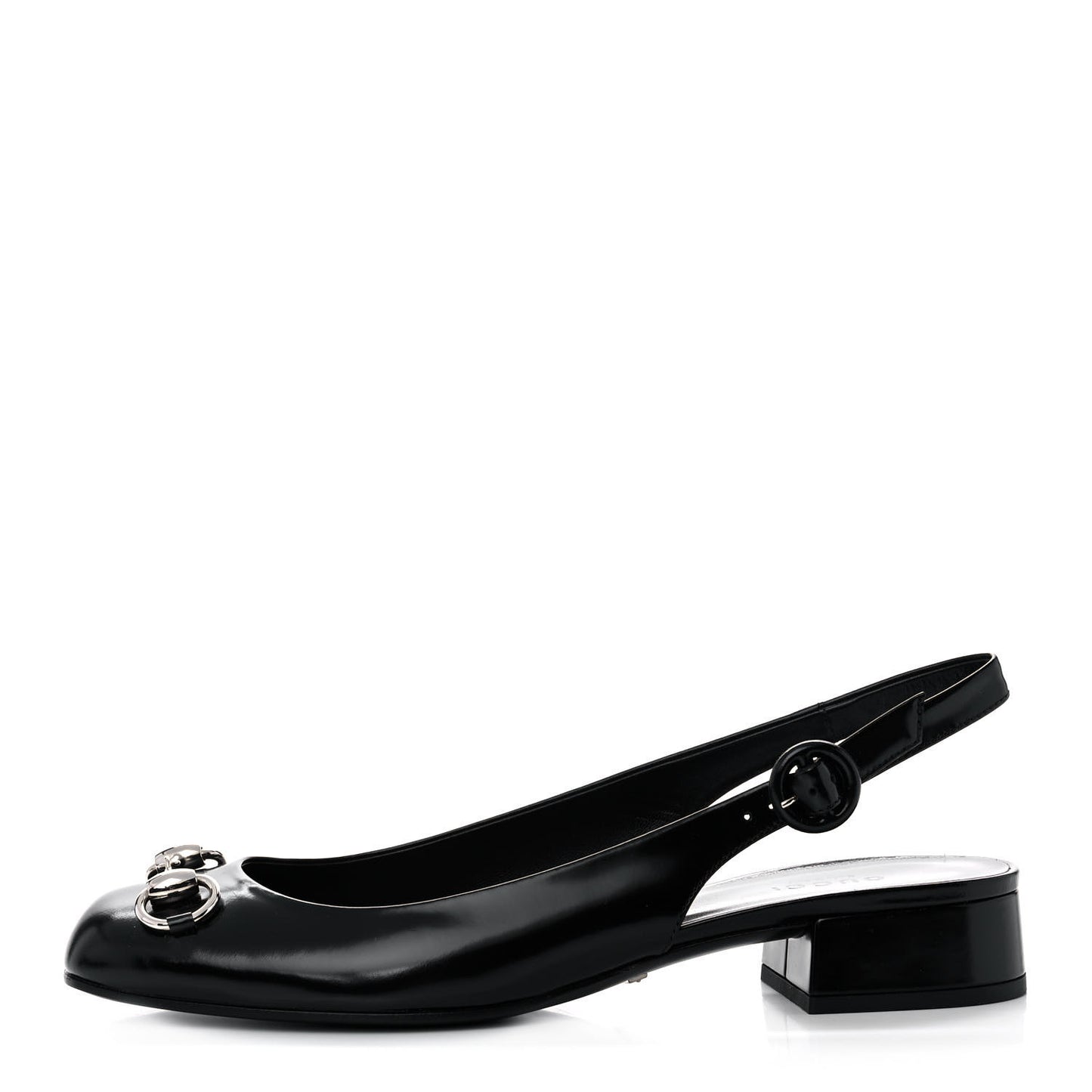 Regent Calfskin Horsebit Slingback Pumps 38 Black