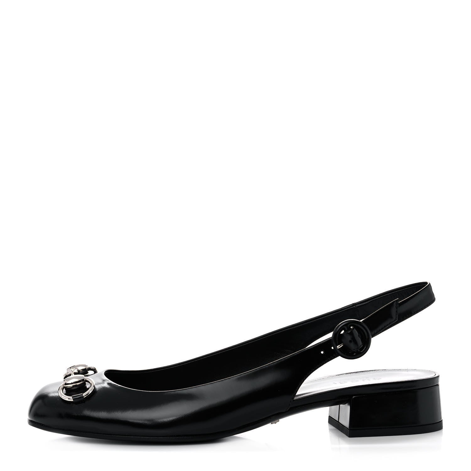 Gucci Regent Calfskin Horsebit Slingback Pumps 38 Black 1 of 11
