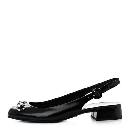 Gucci Regent Calfskin Horsebit Slingback Pumps 38 Black 1 of 11