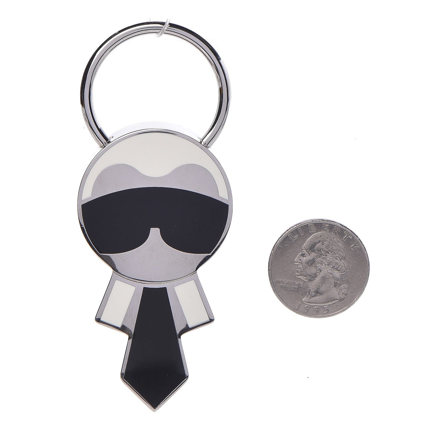 Metal Karlito Mirror Bag Charm Silver