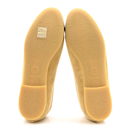 Chanel Suede Goatskin Cap Toe CC Ballerina Flats 38 Beige Black 6 of 10