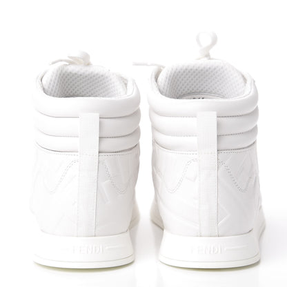 Fendi Nappa Macro FF Embossed Womens High Top Sneakers 36.5 White Ice 6 of 10