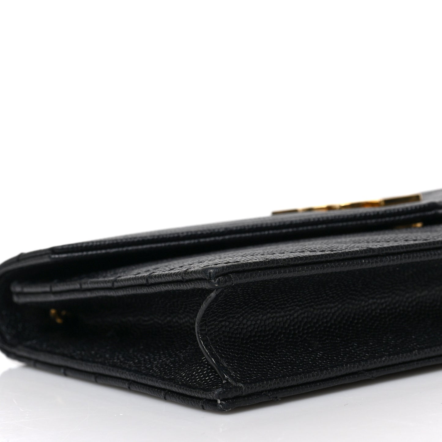 Grain De Poudre Matelasse Chevron Monogram Envelope Chain Wallet Black